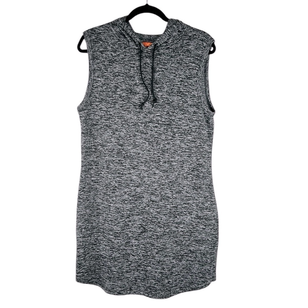 Joe Fresh Black & Gray Speckled Soft Sleeveless Hoodie Shirt Dress Size Large